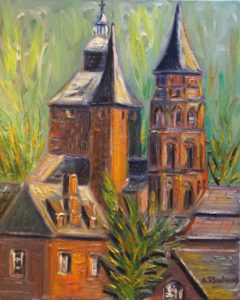 Artwork for sale René Boutang Collonges la rouge Collonges-la-Rouge and its three bell towers